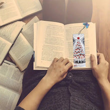 Load image into Gallery viewer, 3Pcs PET Special Shaped Christmas Rose DIY Diamond Bookmark with Crystal Pendant