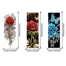 Load image into Gallery viewer, 3Pcs PET Special Shaped Christmas Rose DIY Diamond Bookmark with Crystal Pendant