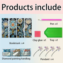 Load image into Gallery viewer, 4Pcs PET Special Shaped Flower DIY Diamond Painting Bookmark for Reading Lover