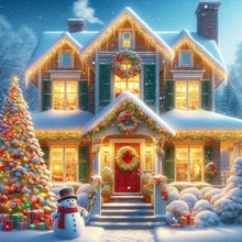 Load image into Gallery viewer, Diamond Painting - Full Round - Christmas in a single house on a winter night (30*30CM)
