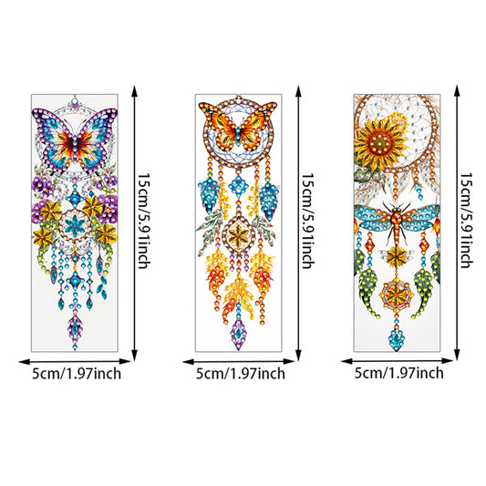 3Pcs Special Shape Dream Catcher Butterfly Diamond Painting Art Bookmark