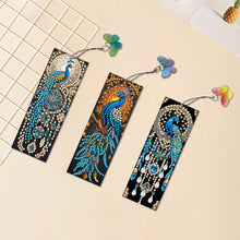Load image into Gallery viewer, 3Pcs Special Shape Peacock Diamond Painting Art Bookmark with Pendant for Books
