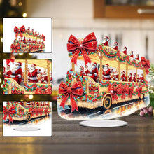 Load image into Gallery viewer, Acrylic Special Shape Christmas Santa and Bus Desktop Diamond Painting Art Kits