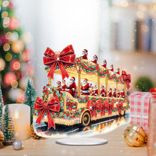 Load image into Gallery viewer, Acrylic Special Shape Christmas Santa and Bus Desktop Diamond Painting Art Kits