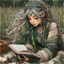 Load image into Gallery viewer, Diamond Painting - Full Round - Curly girl reading in the grass (40*40CM)