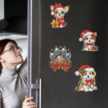 Load image into Gallery viewer, 6Pcs Acrylic Christmas Animals Diamond Art Magnets Decals for Fridge Whiteboards