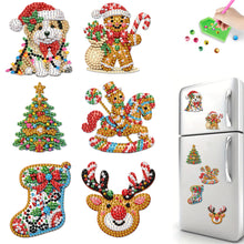 Load image into Gallery viewer, 6Pcs Acrylic Christmas Animals Diamond Art Magnets Decals for Fridge Whiteboards