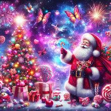 Load image into Gallery viewer, Diamond Painting - Full Round - Santa Claus and dreamy starry sky (40*40CM)