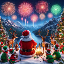 Load image into Gallery viewer, Diamond Painting - Full Round - Santa Claus and elk watching fireworks (40*40CM)
