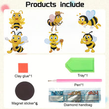 Load image into Gallery viewer, 6Pcs Acrylic Bee Fridge Stickers Diamond Painting Magnets Decals for Home Decor