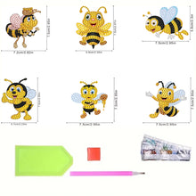 Load image into Gallery viewer, 6Pcs Acrylic Bee Fridge Stickers Diamond Painting Magnets Decals for Home Decor