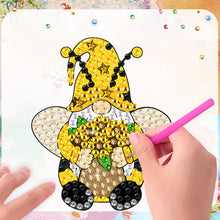 Load image into Gallery viewer, 6Pcs Acrylic Bee Gnome Fridge Stickers Diamond Painting Magnets Decals
