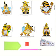 Load image into Gallery viewer, 6Pcs Acrylic Bee Gnome Fridge Stickers Diamond Painting Magnets Decals