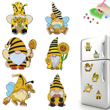 Load image into Gallery viewer, 6Pcs Acrylic Bee Gnome Fridge Stickers Diamond Painting Magnets Decals
