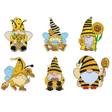 Load image into Gallery viewer, 6Pcs Acrylic Bee Gnome Fridge Stickers Diamond Painting Magnets Decals