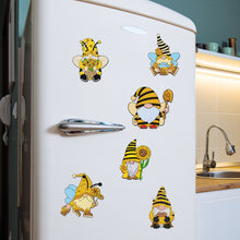 Load image into Gallery viewer, 6Pcs Acrylic Bee Gnome Fridge Stickers Diamond Painting Magnets Decals