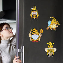 Load image into Gallery viewer, 6Pcs Acrylic Bee Gnome Fridge Stickers Diamond Painting Magnets Decals