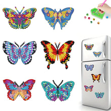 Load image into Gallery viewer, 6Pcs Acrylic Butterfly Fridge Stickers Diamond Painting Magnets Decals