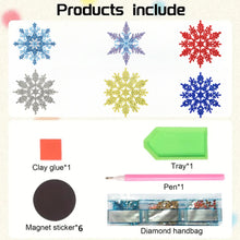Load image into Gallery viewer, 6Pcs Acrylic Snowflake Fridge Stickers Diamond Painting Magnets Decals