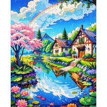Load image into Gallery viewer, AB Diamond Painting - Full Round - Town by the stream (40*50CM)