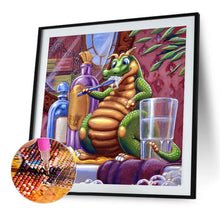 Load image into Gallery viewer, AB Diamond Painting - Full Round - Little green dragon brushing teeth (50*50CM)