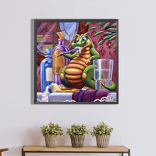 Load image into Gallery viewer, AB Diamond Painting - Full Round - Little green dragon brushing teeth (50*50CM)