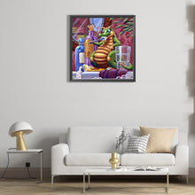 Load image into Gallery viewer, AB Diamond Painting - Full Round - Little green dragon brushing teeth (50*50CM)