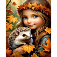Load image into Gallery viewer, Diamond Painting - Full Square - Girl holding a hedgehog (40*50CM)