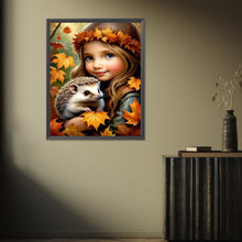 Load image into Gallery viewer, Diamond Painting - Full Square - Girl holding a hedgehog (40*50CM)