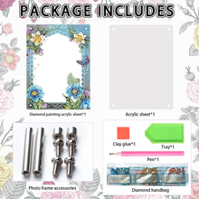 Load image into Gallery viewer, Floral Special Shape Diamond Painting Photo Frame Home Decor Gift (Flower Blue)