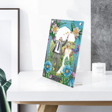 Load image into Gallery viewer, Floral Special Shape Diamond Painting Photo Frame Home Decor Gift (Flower Blue)