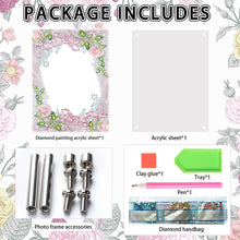 Load image into Gallery viewer, Floral Special Shape Diamond Painting Photo Frame Home Decor Gift (Flower Pink)