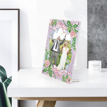 Load image into Gallery viewer, Floral Special Shape Diamond Painting Photo Frame Home Decor Gift (Flower Pink)