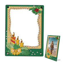 Load image into Gallery viewer, Floral Special Shape Diamond Painting Photo Frame Home Decor (Christmas Green)