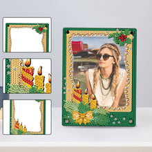 Load image into Gallery viewer, Floral Special Shape Diamond Painting Photo Frame Home Decor (Christmas Green)