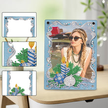Load image into Gallery viewer, Floral Special Shape Diamond Painting Photo Frame Home Decor (Christmas Blue)