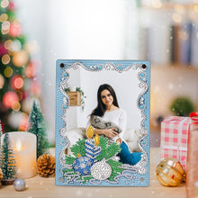 Load image into Gallery viewer, Floral Special Shape Diamond Painting Photo Frame Home Decor (Christmas Blue)