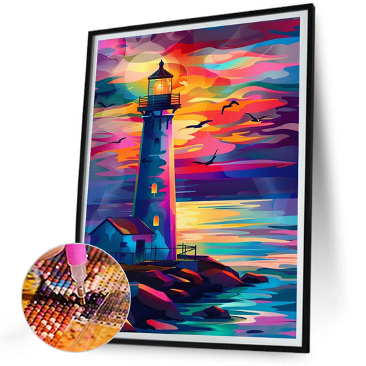 Diamond Painting - Full Round - Sunset lighthouse (30*40CM)