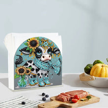 Load image into Gallery viewer, Animal Acrylic DIY 5D Diamond Art Painting Napkin Holder Set Home Decor (Cow)