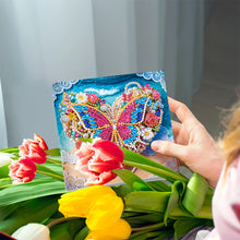 Load image into Gallery viewer, 6Pcs Diamond Painting Greeting Card Heart Flower Diamond Handmade Card