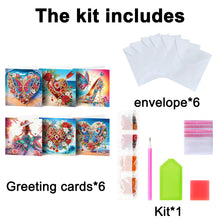 Load image into Gallery viewer, 6Pcs Diamond Painting Greeting Card Heart Flower Diamond Handmade Card