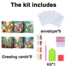Load image into Gallery viewer, 6Pcs Diamond Painting Greeting Card Butterfly Diamond Handmade Card for Friends