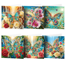 Load image into Gallery viewer, 6Pcs Diamond Painting Greeting Card Butterfly Diamond Handmade Card for Friends