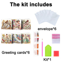 Load image into Gallery viewer, 6Pcs Diamond Painting Greeting Card Dress Girl Diamond Handmade Card for Friends