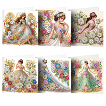 Load image into Gallery viewer, 6Pcs Diamond Painting Greeting Card Dress Girl Diamond Handmade Card for Friends