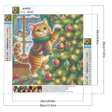 Load image into Gallery viewer, Diamond Painting - Full Round - Cat climbing Christmas tree (30*30CM)