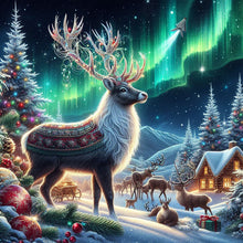 Load image into Gallery viewer, Diamond Painting - Full Round - Elk and Aurora (30*30CM)