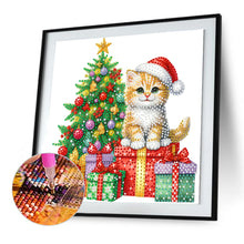Load image into Gallery viewer, Diamond Painting - Partial Special Shaped - Christmas tree and cat (30*30CM)