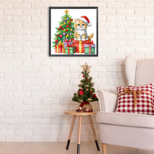 Load image into Gallery viewer, Diamond Painting - Partial Special Shaped - Christmas tree and cat (30*30CM)