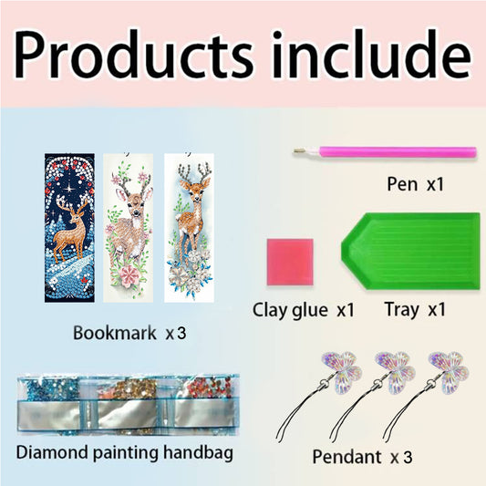 3Pcs Special Shape Animals 5D DIY Diamond Painting Bookmark for Reading Day Gift